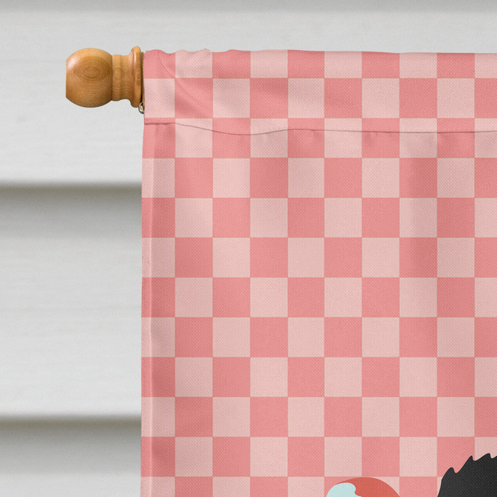 Royal Palm Turkey Pink Check House Flag 28x40 Porch Sleeve Pole Decorative Outside Yard Banner Artwork Wall Hanging, Polyester