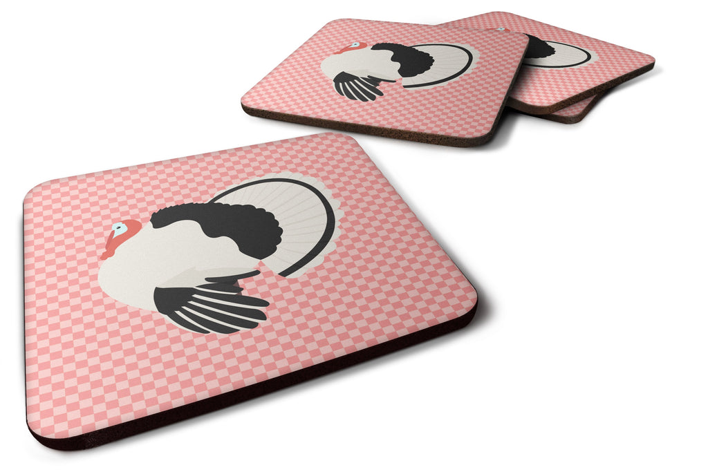 Royal Palm Turkey Pink Check Foam Coasters Set of 4 Cup Coasters for Indoor Outdoor, Tabletop Protection, Anti Slip, Mouse pad Material