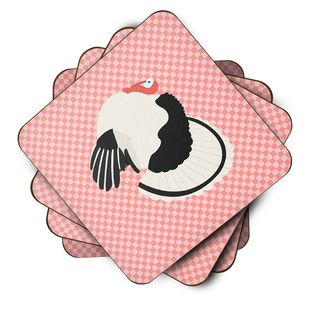 Royal Palm Turkey Pink Check Foam Coasters Set of 4 Cup Coasters for Indoor Outdoor, Tabletop Protection, Anti Slip, Mouse pad Material