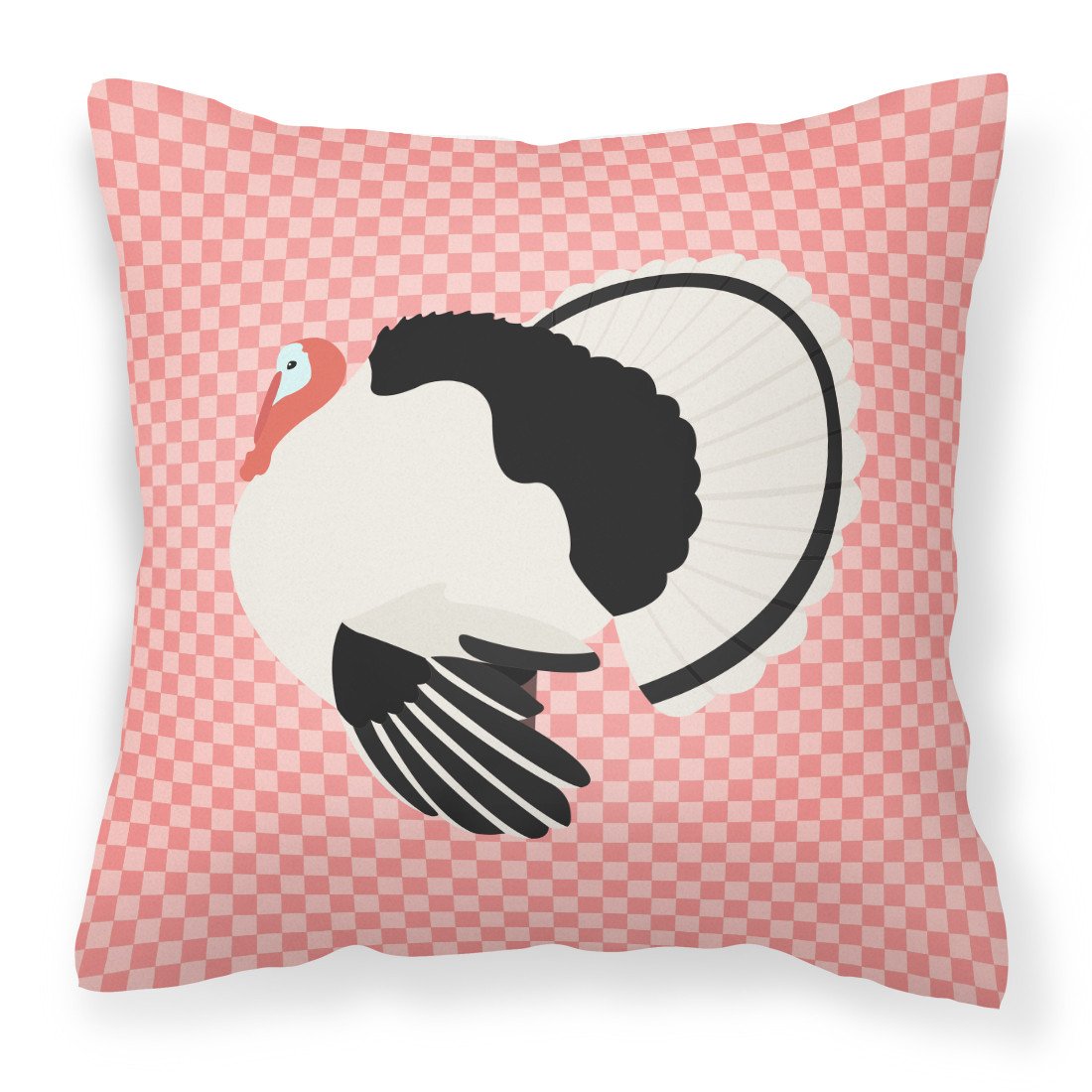 Royal Palm Turkey Pink Check Decorative Throw Pillow 18x18 Indoor Outdoor Accent Cushion, Fabric Cover with Insert for Sofa, Bed, Porch & Living Room