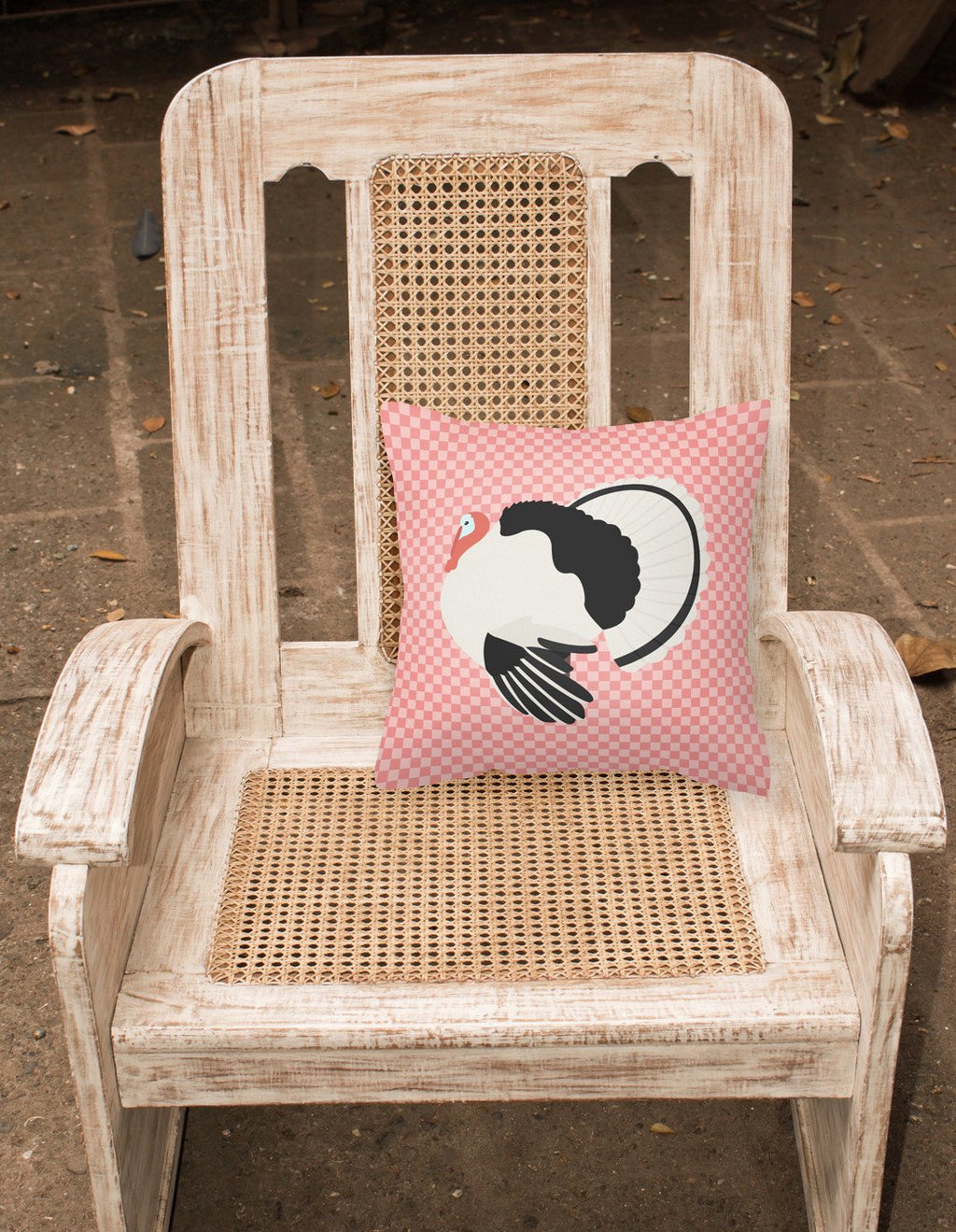Royal Palm Turkey Pink Check Decorative Throw Pillow 18x18 Indoor Outdoor Accent Cushion, Fabric Cover with Insert for Sofa, Bed, Porch & Living Room