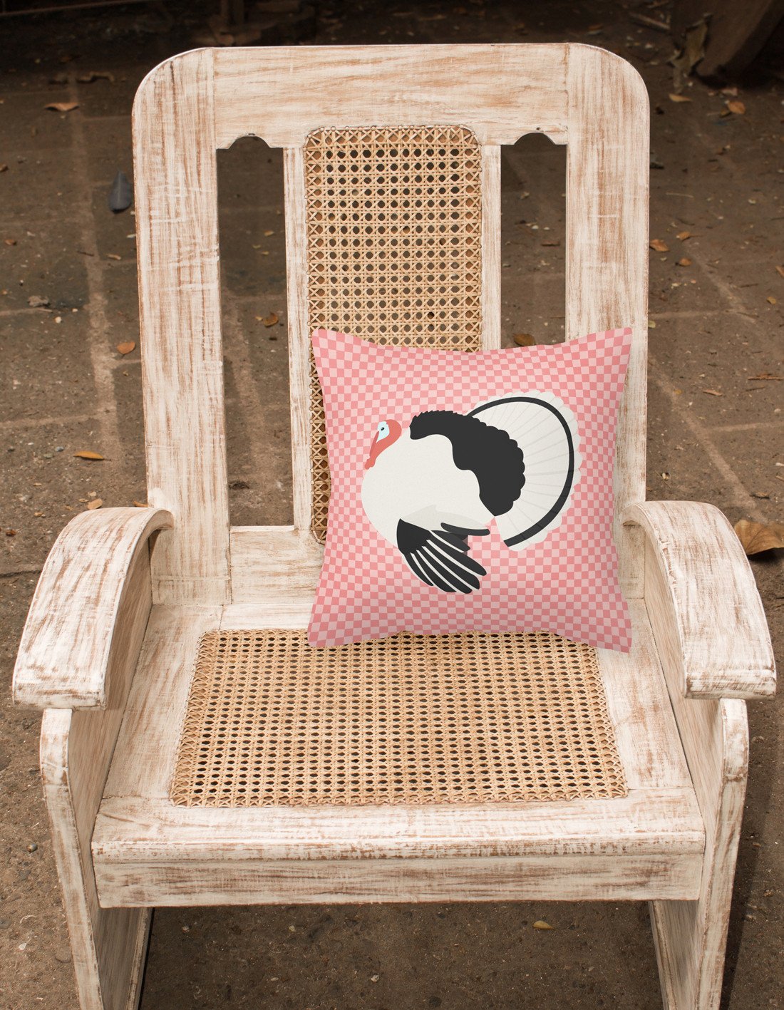 Royal Palm Turkey Pink Check Decorative Throw Pillow 18x18 Indoor Outdoor Accent Cushion, Fabric Cover with Insert for Sofa, Bed, Porch & Living Room
