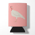 Beltsville Small White Turkey Hen Pink Check Can or Bottle Hugger Cooler Sleeve for Standard 12 oz Cans, Insulated Foam Beer & Soda Can Hugger Reusable