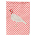 Beltsville Small White Turkey Hen Pink Check House Flag 28x40 Porch Sleeve Pole Decorative Outside Yard Banner Artwork Wall Hanging, Polyester