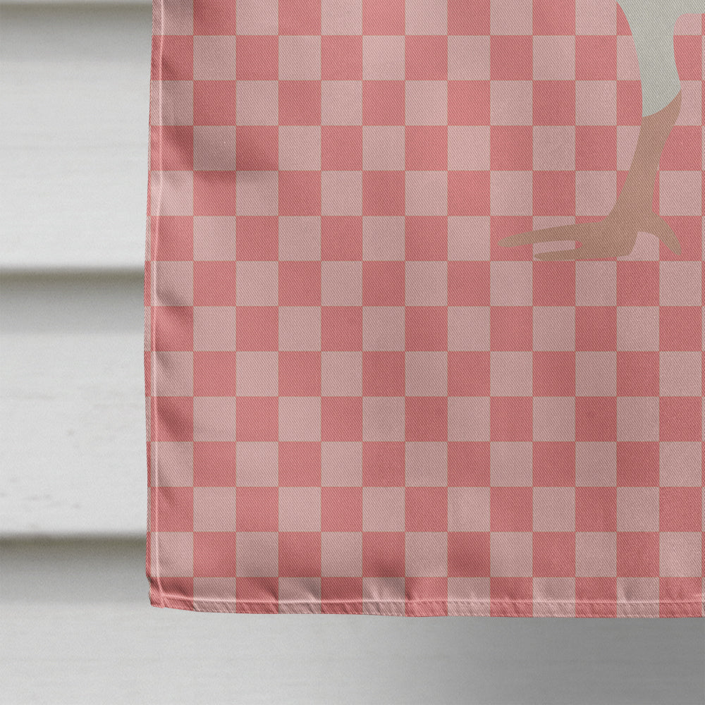 Beltsville Small White Turkey Hen Pink Check House Flag 28x40 Porch Sleeve Pole Decorative Outside Yard Banner Artwork Wall Hanging, Polyester