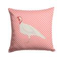 Beltsville Small White Turkey Hen Pink Check Decorative Throw Pillow 14x14 Indoor Outdoor Accent Cushion, Fabric Cover with Insert for Sofa, Bed, Porch & Living Room