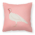 Beltsville Small White Turkey Hen Pink Check Decorative Throw Pillow 18x18 Indoor Outdoor Accent Cushion, Fabric Cover with Insert for Sofa, Bed, Porch & Living Room