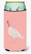 Beltsville Small White Turkey Hen Pink Check Tall Boy Hugger Can Cooler Sleeve Machine Washable Drink Collapsible Insulator Beverage Insulated Holder