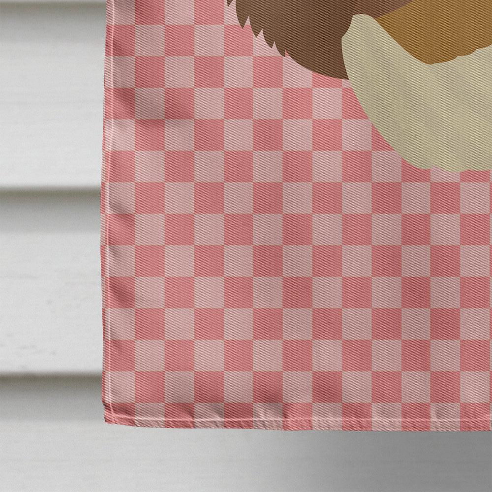 French Turkey Dindon Pink Check House Flag 28x40 Porch Sleeve Pole Decorative Outside Yard Banner Artwork Wall Hanging, Polyester