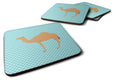 Arabian Camel Dromedary Blue Check Foam Coasters Set of 4 Cup Coasters for Indoor Outdoor, Tabletop Protection, Anti Slip, Mouse pad Material