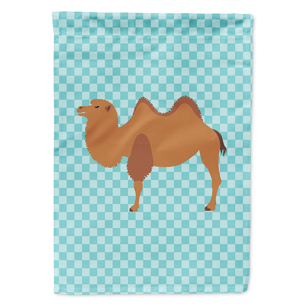 Bactrian Camel Blue Check House Flag 28x40 Porch Sleeve Pole Decorative Outside Yard Banner Artwork Wall Hanging, Polyester