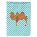 Bactrian Camel Blue Check House Flag 28x40 Porch Sleeve Pole Decorative Outside Yard Banner Artwork Wall Hanging, Polyester