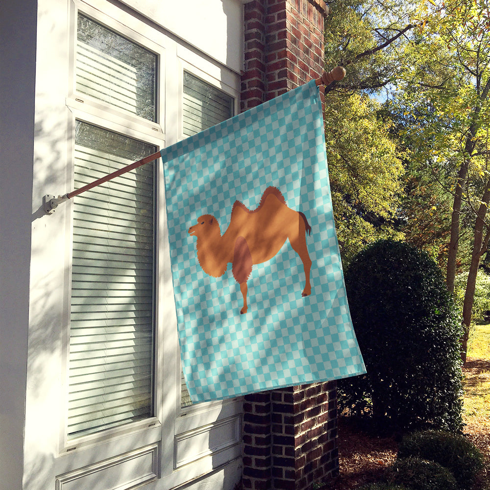 Bactrian Camel Blue Check House Flag 28x40 Porch Sleeve Pole Decorative Outside Yard Banner Artwork Wall Hanging, Polyester