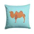 Bactrian Camel Blue Check Decorative Throw Pillow 14x14 Indoor Outdoor Accent Cushion, Fabric Cover with Insert for Sofa, Bed, Porch & Living Room