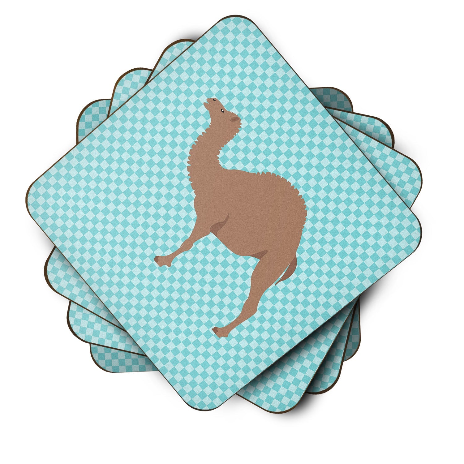 F1 Hybrid Camel Blue Check Foam Coasters Set of 4 Cup Coasters for Indoor Outdoor, Tabletop Protection, Anti Slip, Mouse pad Material