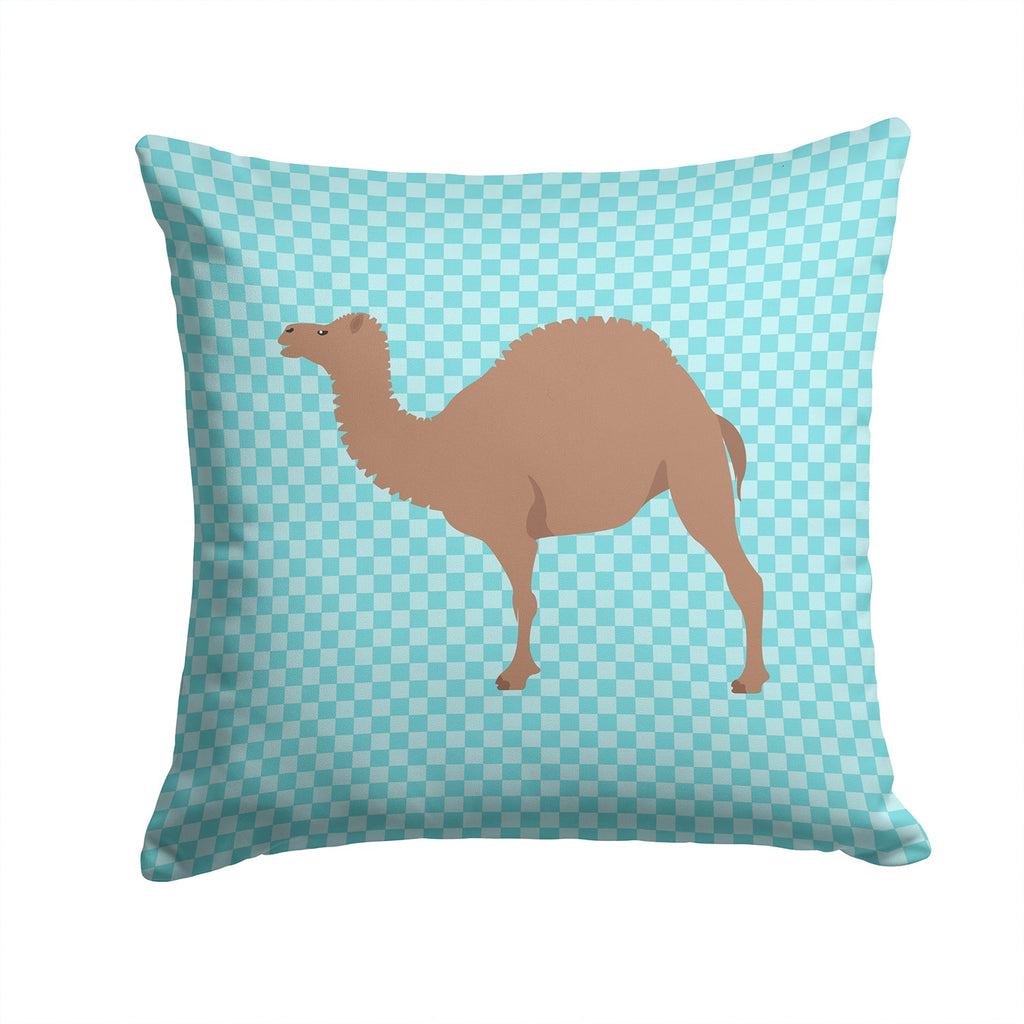 F1 Hybrid Camel Blue Check Decorative Throw Pillow 14x14 Indoor Outdoor Accent Cushion, Fabric Cover with Insert for Sofa, Bed, Porch & Living Room