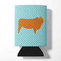 Highland Cow Blue Check Can or Bottle Hugger Cooler Sleeve for Standard 12 oz Cans, Insulated Foam Beer & Soda Can Hugger Reusable