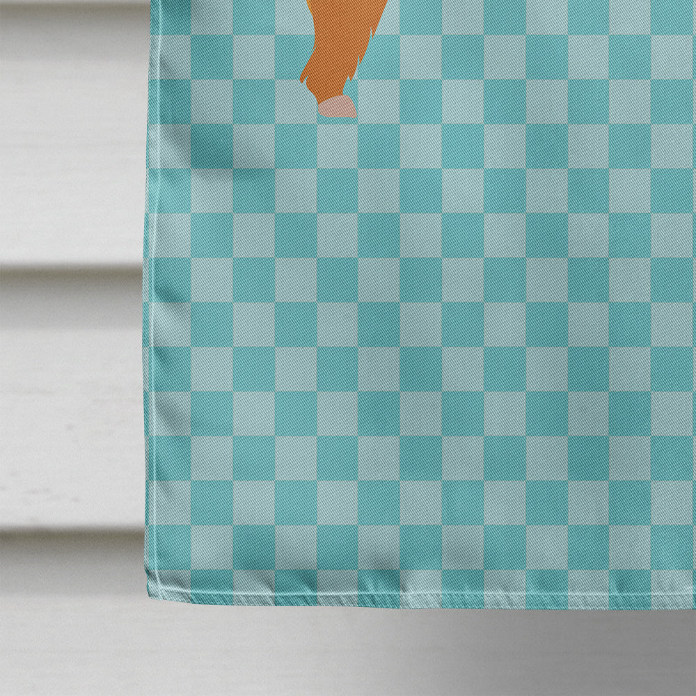 Highland Cow Blue Check House Flag 28x40 Porch Sleeve Pole Decorative Outside Yard Banner Artwork Wall Hanging, Polyester