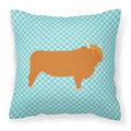 Highland Cow Blue Check Decorative Throw Pillow 18x18 Indoor Outdoor Accent Cushion, Fabric Cover with Insert for Sofa, Bed, Porch & Living Room