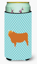 Highland Cow Blue Check Tall Boy Hugger Can Cooler Sleeve Machine Washable Drink Collapsible Insulator Beverage Insulated Holder