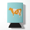 Guernsey Cow Blue Check Can or Bottle Hugger Cooler Sleeve for Standard 12 oz Cans, Insulated Foam Beer & Soda Can Hugger Reusable