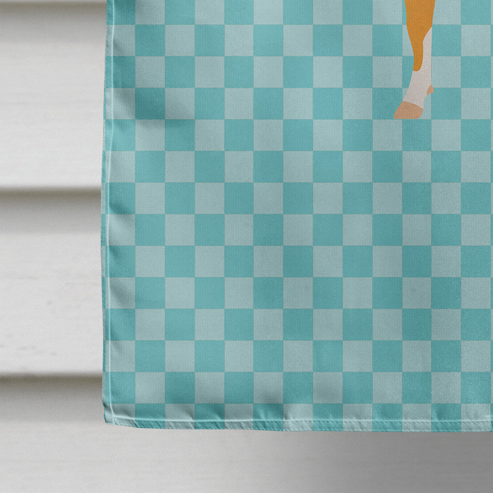 Guernsey Cow Blue Check House Flag 28x40 Porch Sleeve Pole Decorative Outside Yard Banner Artwork Wall Hanging, Polyester
