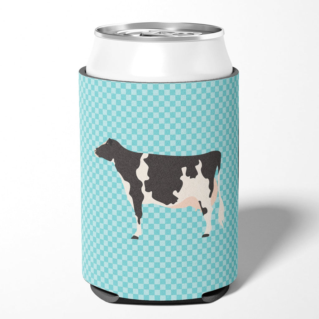 Holstein Cow Blue Check Can or Bottle Hugger Cooler Sleeve for Standard 12 oz Cans, Insulated Foam Beer & Soda Can Hugger Reusable