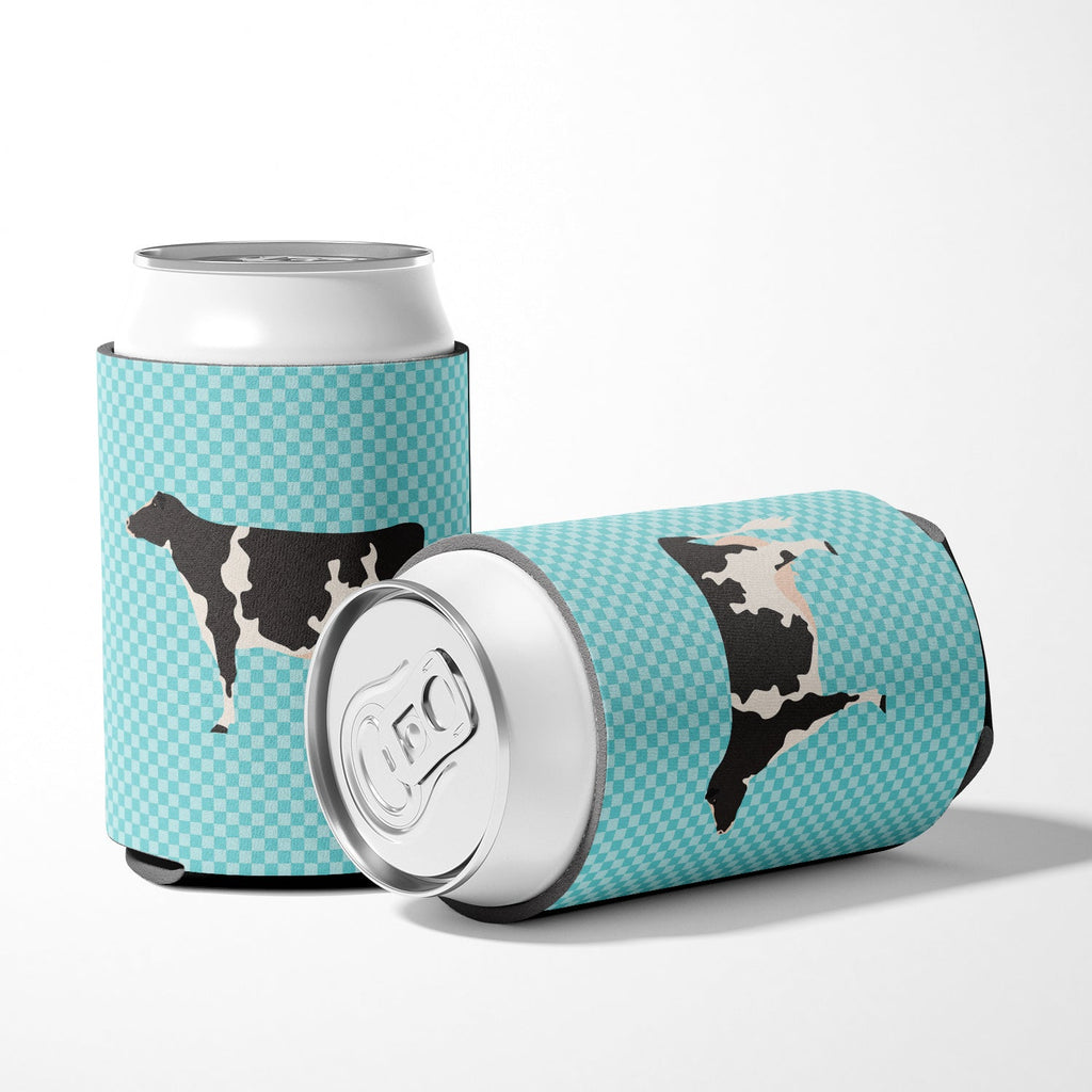 Holstein Cow Blue Check Can or Bottle Hugger Cooler Sleeve for Standard 12 oz Cans, Insulated Foam Beer & Soda Can Hugger Reusable