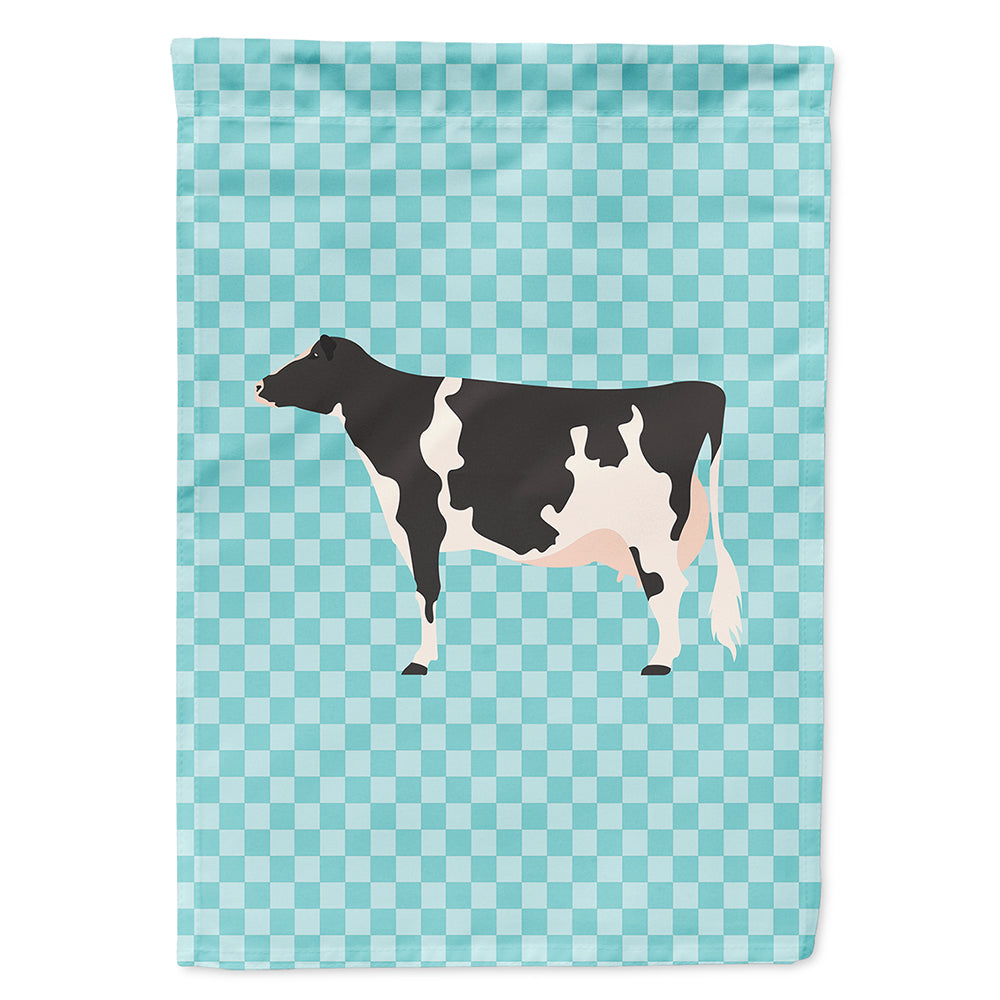 Holstein Cow Blue Check House Flag 28x40 Porch Sleeve Pole Decorative Outside Yard Banner Artwork Wall Hanging, Polyester