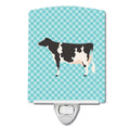 Holstein Cow Blue Check Ceramic Night Light Compact, UL-Certified, Ideal for Bedroom, Bathroom, Nursery, Hallway, Kitchen, 6x4x3, Multicolor