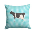 Holstein Cow Blue Check Decorative Throw Pillow 14x14 Indoor Outdoor Accent Cushion, Fabric Cover with Insert for Sofa, Bed, Porch & Living Room
