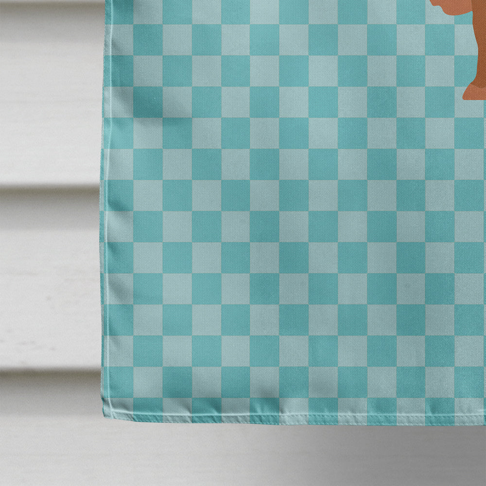 Ankole-Watusu Cow Blue Check House Flag 28x40 Porch Sleeve Pole Decorative Outside Yard Banner Artwork Wall Hanging, Polyester