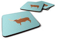 Ankole-Watusu Cow Blue Check Foam Coasters Set of 4 Cup Coasters for Indoor Outdoor, Tabletop Protection, Anti Slip, Mouse pad Material