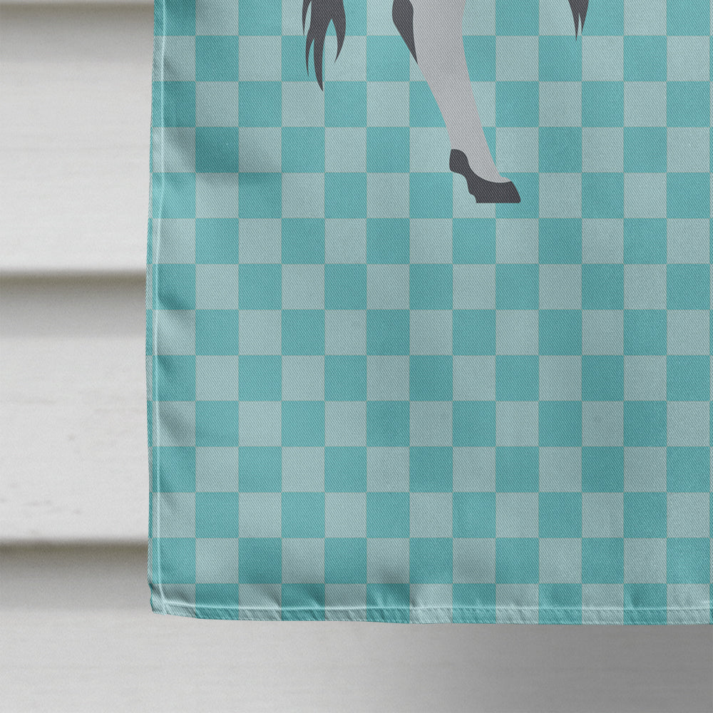 Hungarian Grey Steppe Cow Blue Check House Flag 28x40 Porch Sleeve Pole Decorative Outside Yard Banner Artwork Wall Hanging, Polyester