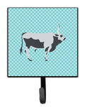Hungarian Grey Steppe Cow Blue Check Leash or Key Holder Wall Hooks, Key Hooks Holder, Coat Rack Wall Mount, Coat Hooks, Hooks for Hanging Keys, Towels, Aprons, Leashes