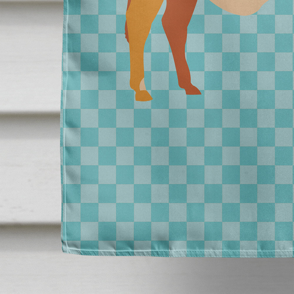 Zebu Indicine Cow Blue Check House Flag 28x40 Porch Sleeve Pole Decorative Outside Yard Banner Artwork Wall Hanging, Polyester