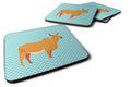 Zebu Indicine Cow Blue Check Foam Coasters Set of 4 Cup Coasters for Indoor Outdoor, Tabletop Protection, Anti Slip, Mouse pad Material