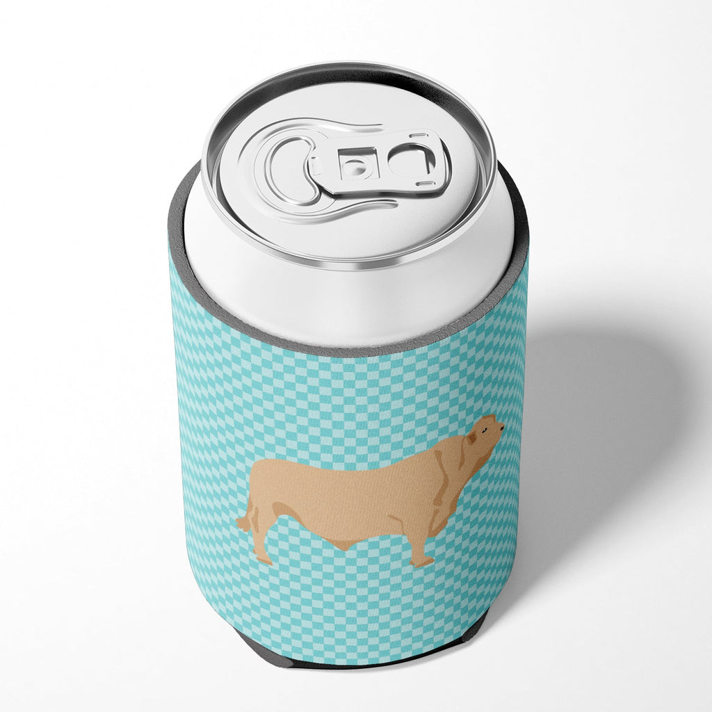 Charolais Cow Blue Check Can or Bottle Hugger Cooler Sleeve for Standard 12 oz Cans, Insulated Foam Beer & Soda Can Hugger Reusable