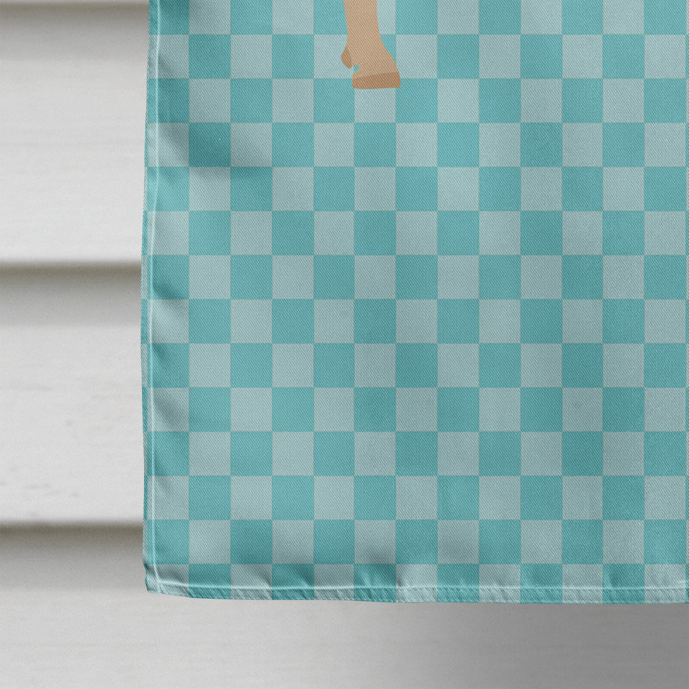 Charolais Cow Blue Check House Flag 28x40 Porch Sleeve Pole Decorative Outside Yard Banner Artwork Wall Hanging, Polyester