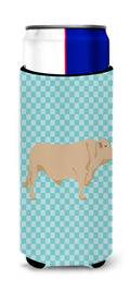 Charolais Cow Blue Check Slim Can Hugger , Insulated Foam Hugger for 12 oz Slim Cans, Beer Bottles & Water Bottles, Printed in USA