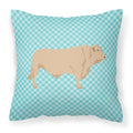 Charolais Cow Blue Check Decorative Throw Pillow 18x18 Indoor Outdoor Accent Cushion, Fabric Cover with Insert for Sofa, Bed, Porch & Living Room
