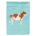 Ayrshire Cow Blue Check House Flag 28x40 Porch Sleeve Pole Decorative Outside Yard Banner Artwork Wall Hanging, Polyester