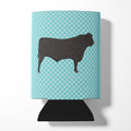 Black Angus Cow Blue Check Can or Bottle Hugger Cooler Sleeve for Standard 12 oz Cans, Insulated Foam Beer & Soda Can Hugger Reusable