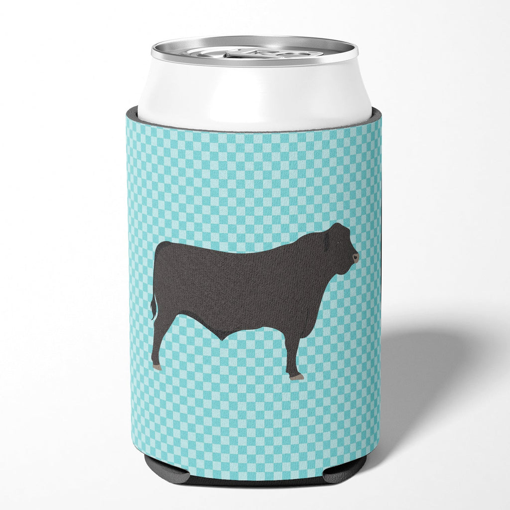 Black Angus Cow Blue Check Can or Bottle Hugger Cooler Sleeve for Standard 12 oz Cans, Insulated Foam Beer & Soda Can Hugger Reusable