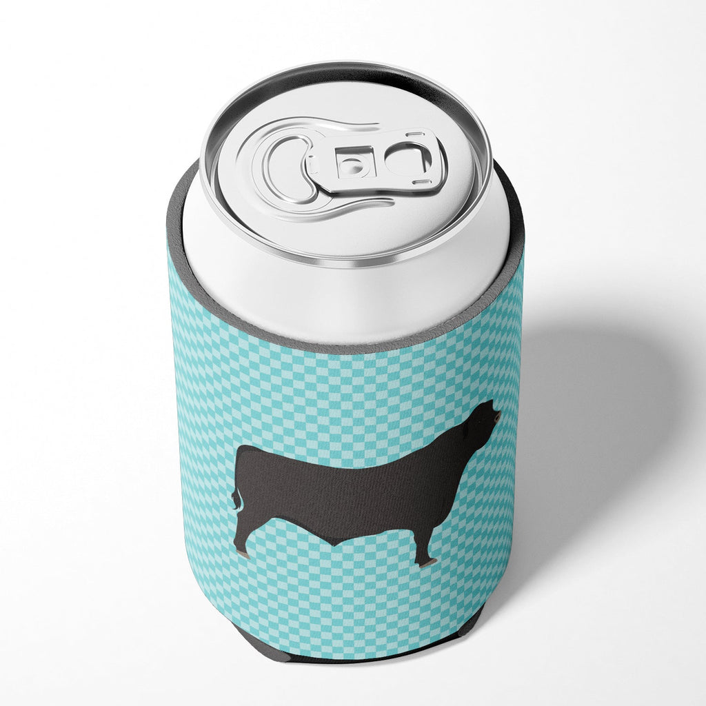 Black Angus Cow Blue Check Can or Bottle Hugger Cooler Sleeve for Standard 12 oz Cans, Insulated Foam Beer & Soda Can Hugger Reusable