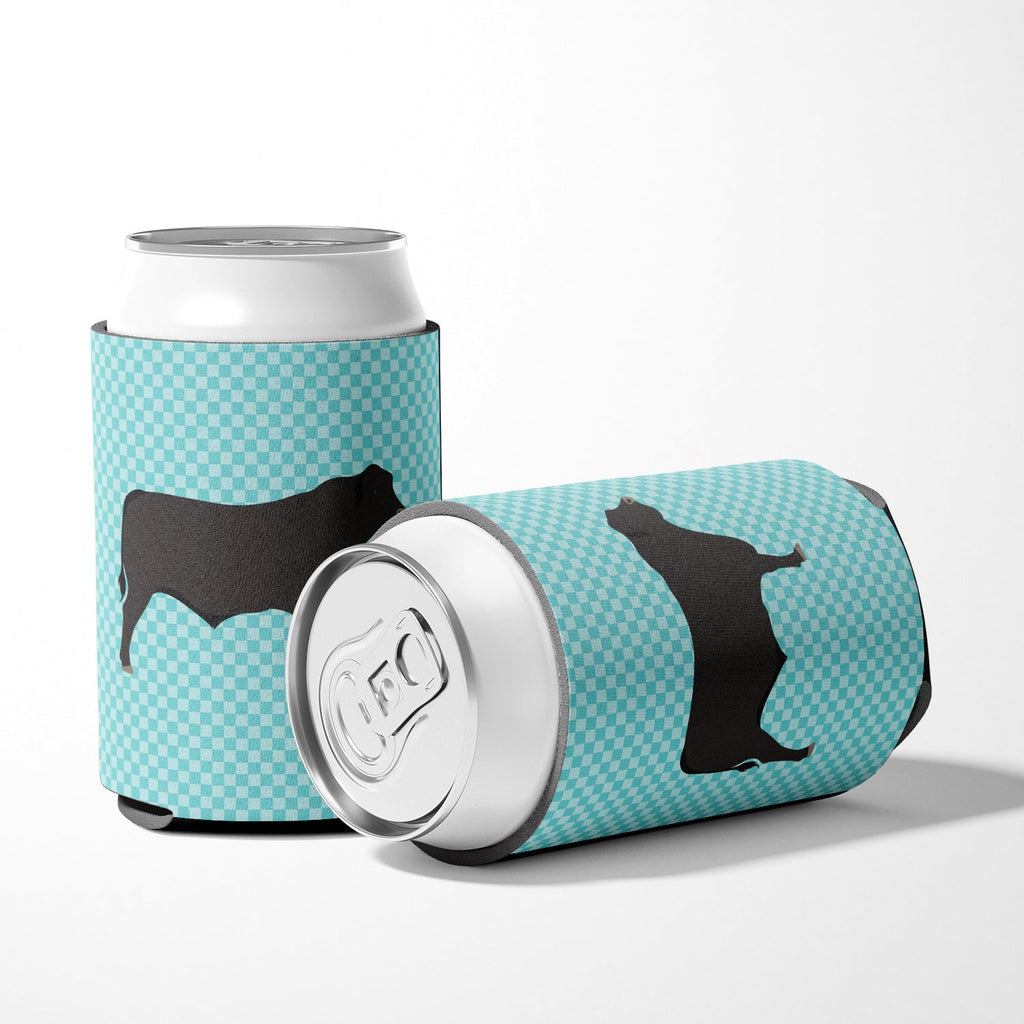 Black Angus Cow Blue Check Can or Bottle Hugger Cooler Sleeve for Standard 12 oz Cans, Insulated Foam Beer & Soda Can Hugger Reusable