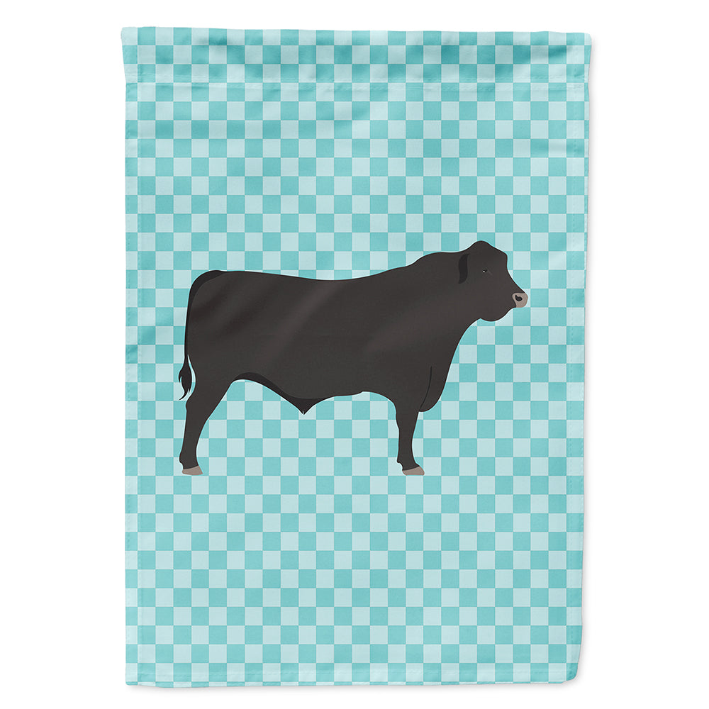 Black Angus Cow Blue Check House Flag 28x40 Porch Sleeve Pole Decorative Outside Yard Banner Artwork Wall Hanging, Polyester
