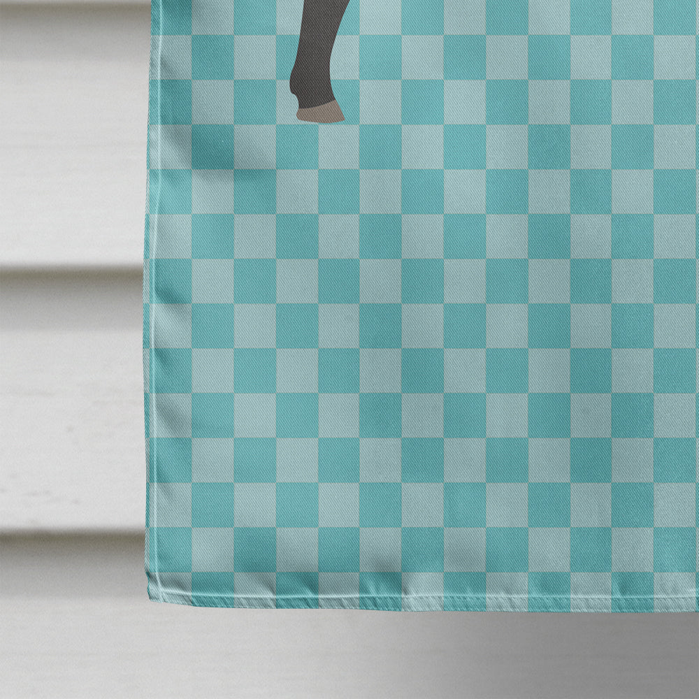 Black Angus Cow Blue Check House Flag 28x40 Porch Sleeve Pole Decorative Outside Yard Banner Artwork Wall Hanging, Polyester