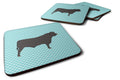 Black Angus Cow Blue Check Foam Coasters Set of 4 Cup Coasters for Indoor Outdoor, Tabletop Protection, Anti Slip, Mouse pad Material