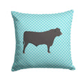 Black Angus Cow Blue Check Decorative Throw Pillow 14x14 Indoor Outdoor Accent Cushion, Fabric Cover with Insert for Sofa, Bed, Porch & Living Room